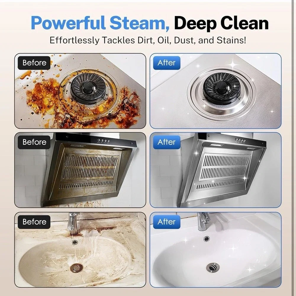 ODSD Steam Cleaner for Home & Car, 3-Level Adjustable Steamer for Cleaning, 15S